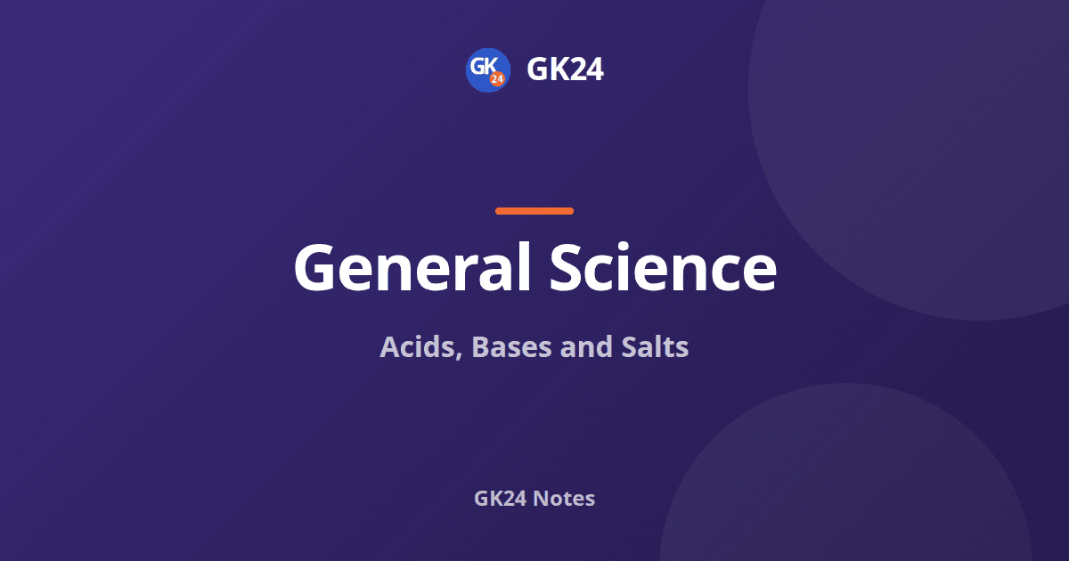 Acids, Bases and Salts: pH Scale and Common Salts — GK24 title card