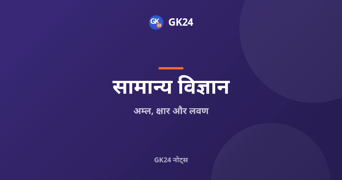 अम्ल, क्षार और लवण: पीएच मापक्रम और प्रमुख लवण — GK24 title card