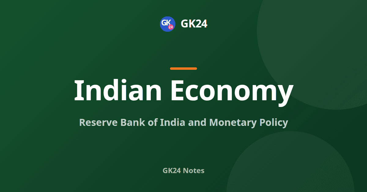 RBI and Monetary Policy: Functions, MPC and Credit Control — GK24 title card