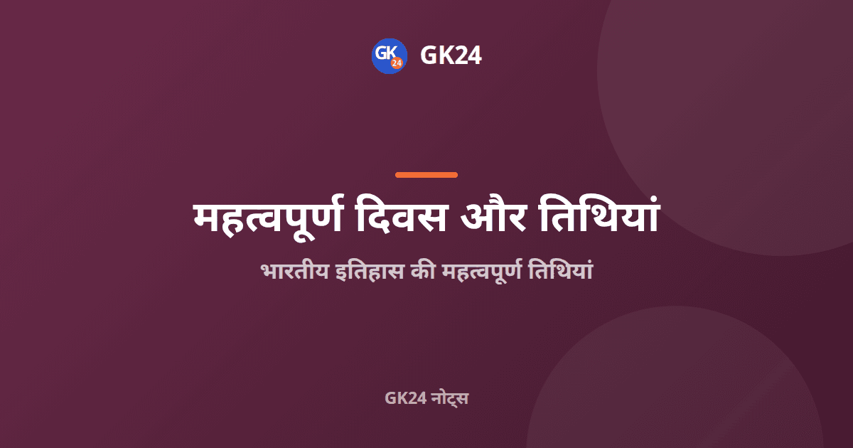 भारतीय इतिहास की महत्वपूर्ण तिथियां: परीक्षा समयरेखा — GK24 title card