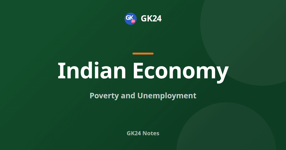 Poverty and Unemployment in India: Concepts and PYQs — GK24 title card
