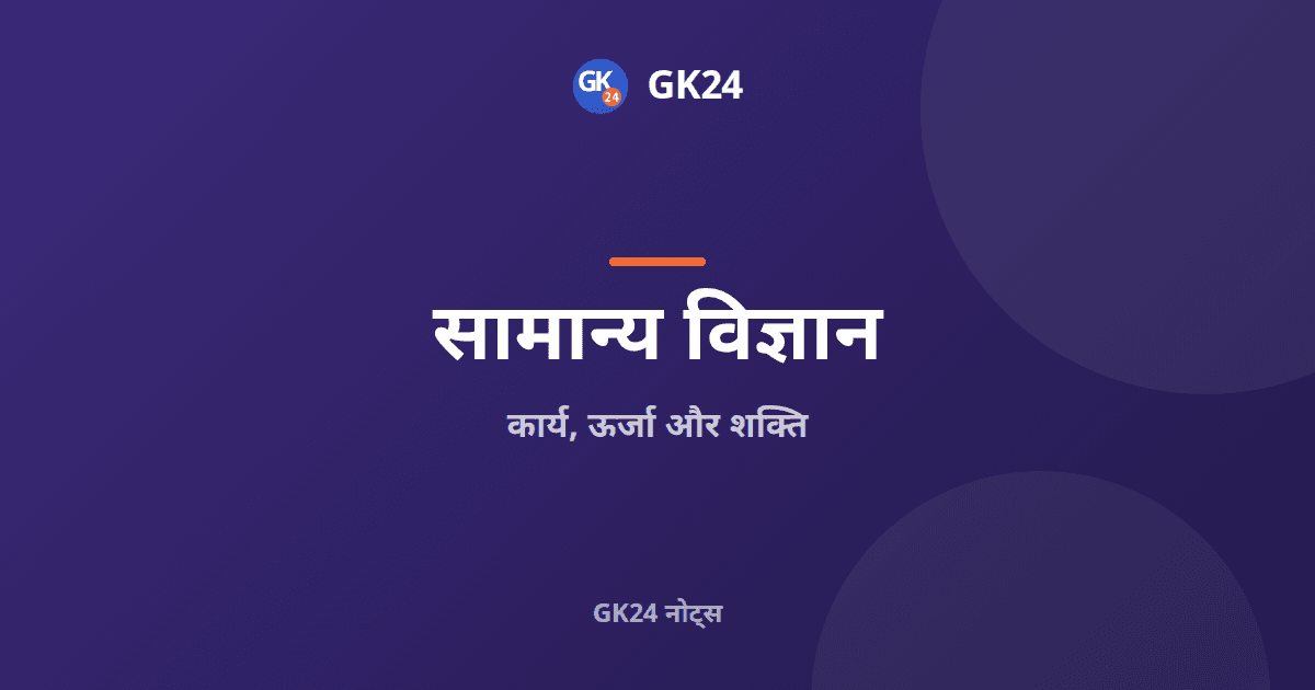 कार्य, ऊर्जा और शक्ति: सूत्र, मात्रक और रूपांतरण — GK24 title card