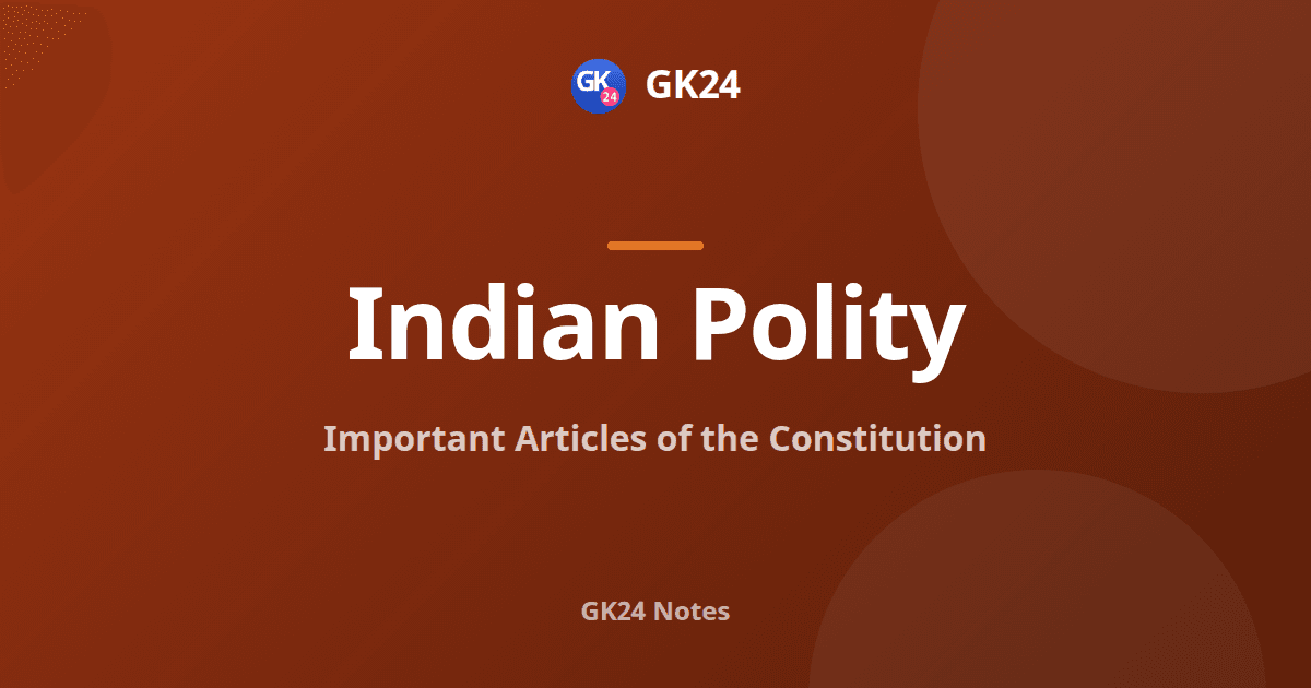 Important Articles of the Constitution: Part-wise List — GK24 title card