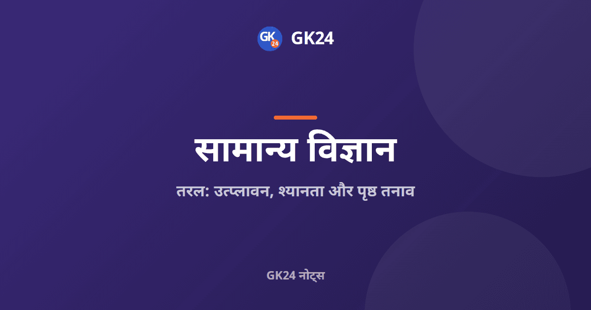 तरल: उत्प्लावन, श्यानता और पृष्ठ तनाव के नोट्स — GK24 title card