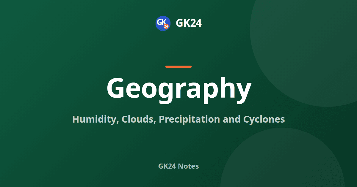 Humidity, Clouds, Precipitation and Cyclones: GK Notes — GK24 title card