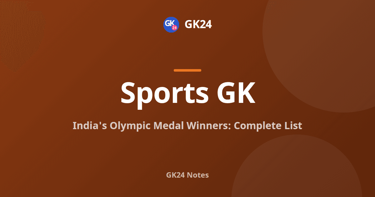 India's Olympic Medal Winners: Complete Medal List — GK24 title card