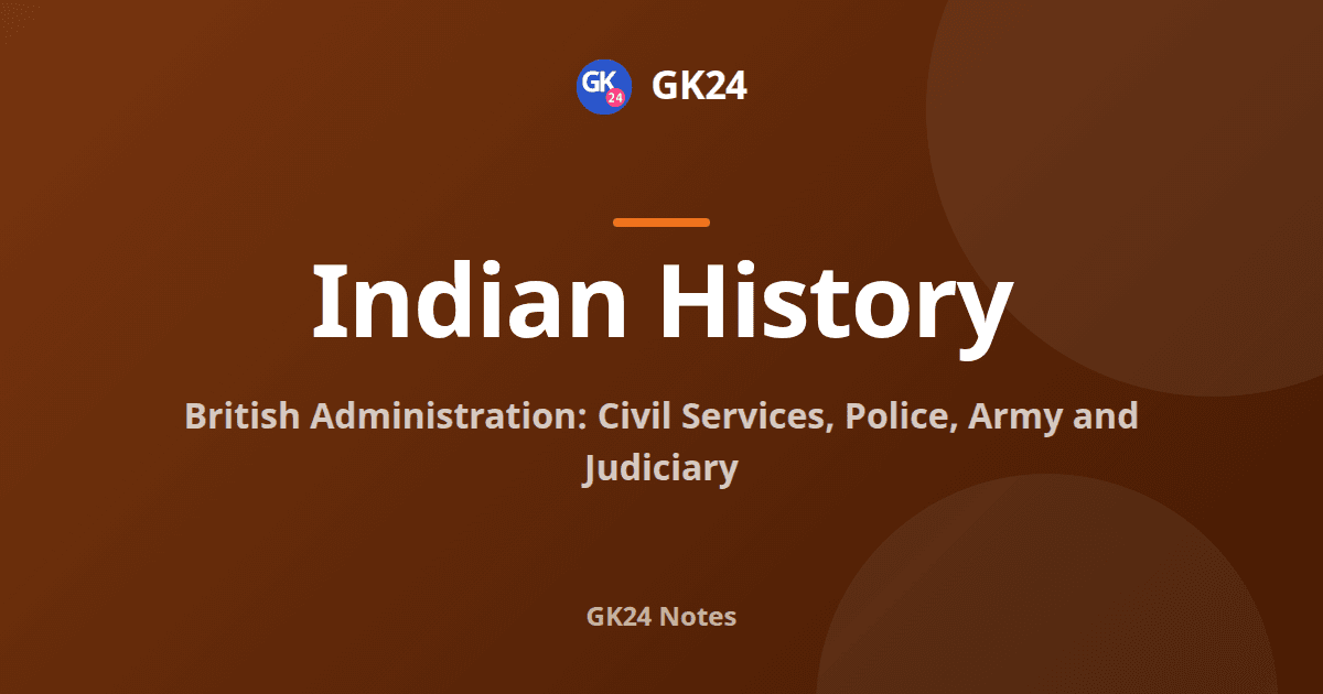 British Administration in India: Services, Police and Courts — GK24 title card