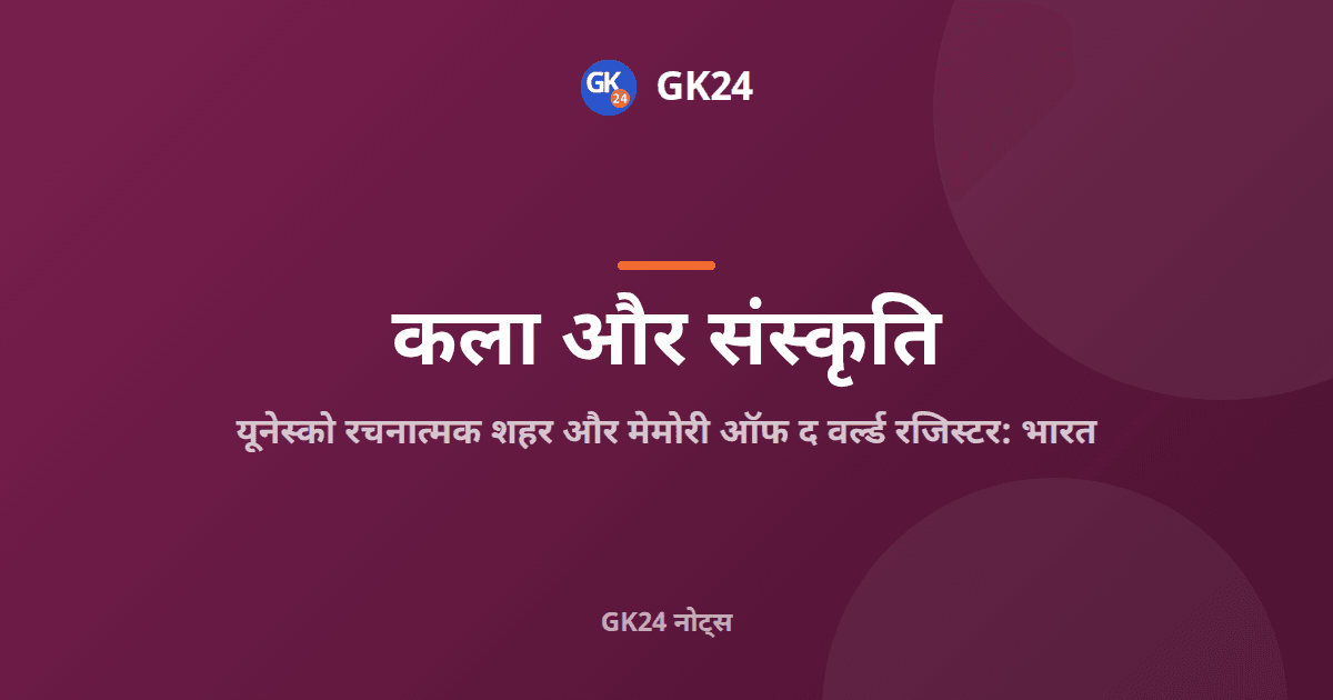 यूनेस्को रचनात्मक शहर और मेमोरी ऑफ द वर्ल्ड: भारत — GK24 title card