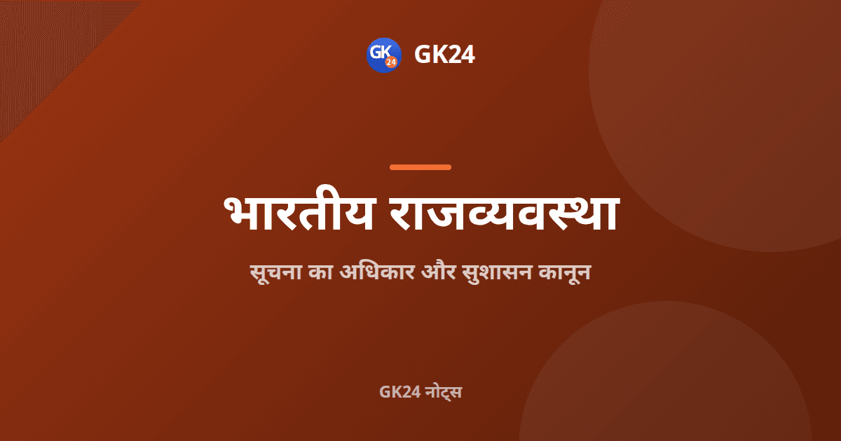 सूचना का अधिकार अधिनियम 2005 और सुशासन कानून — GK24 title card