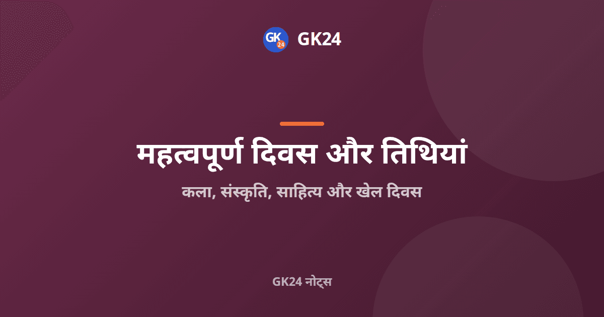 कला, संस्कृति, साहित्य और खेल दिवस: तिथियां और कारण — GK24 title card