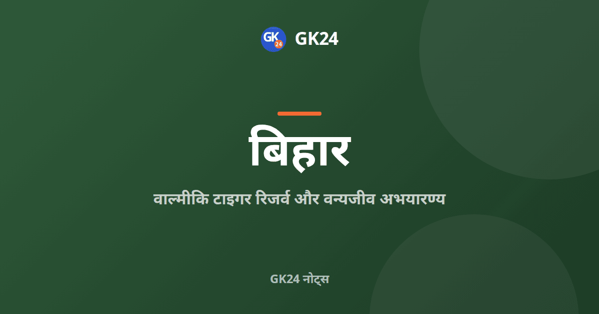 बिहार का वाल्मीकि टाइगर रिजर्व और वन्यजीव अभयारण्य — GK24 title card