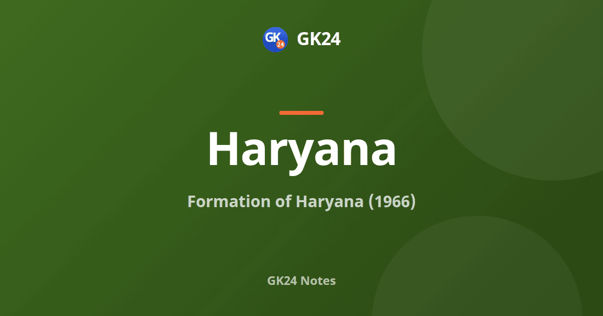 Formation of Haryana (1966): Act, Commissions and Facts — GK24 title card