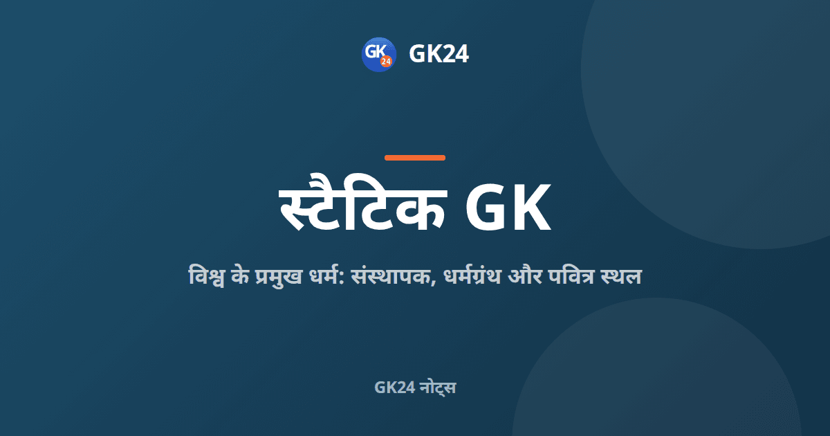 विश्व के धर्म: संस्थापक, ग्रंथ और उपासना स्थल — GK24 title card