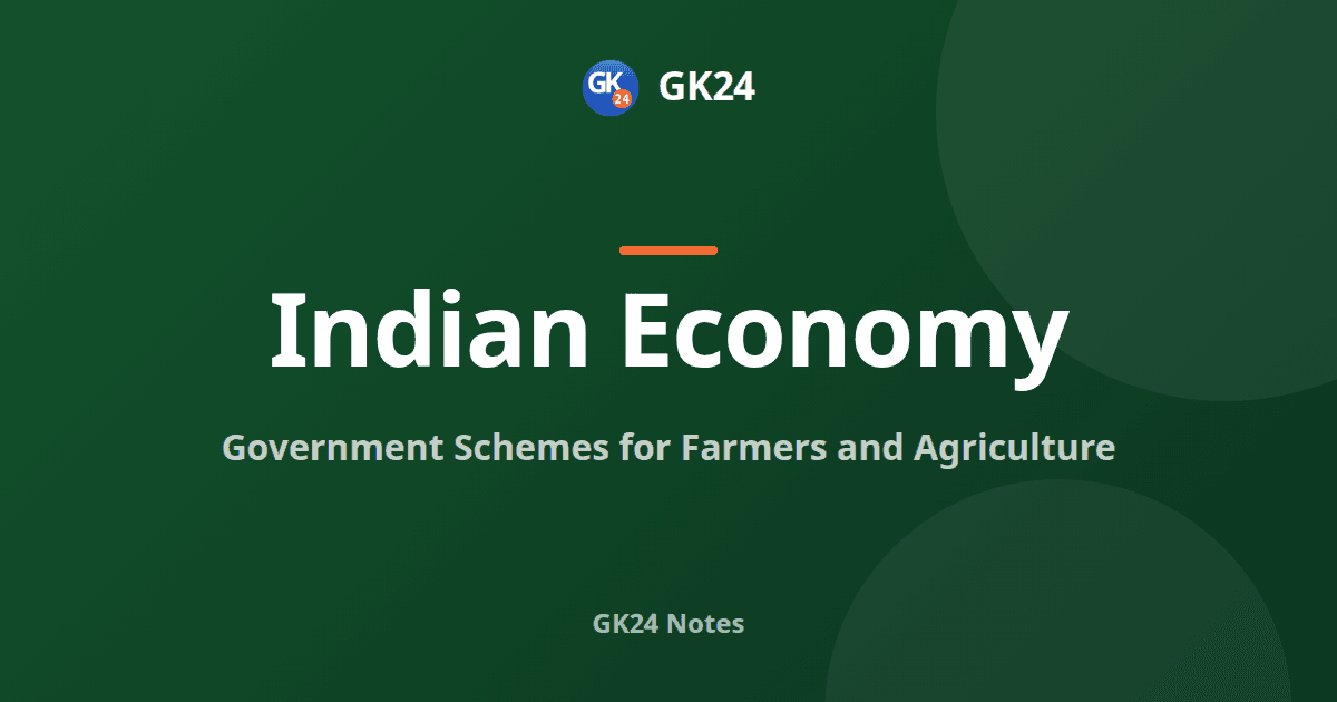 Government Schemes for Farmers and Agriculture Notes — GK24 title card