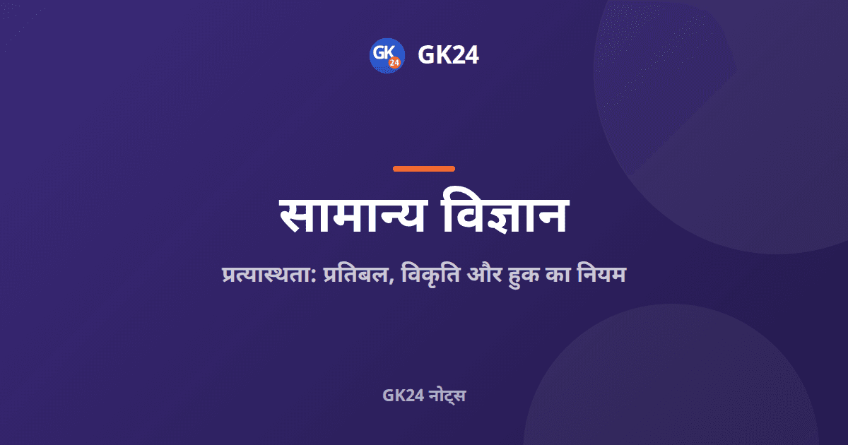 प्रत्यास्थता, प्रतिबल, विकृति और हुक का नियम: परीक्षा नोट्स — GK24 title card