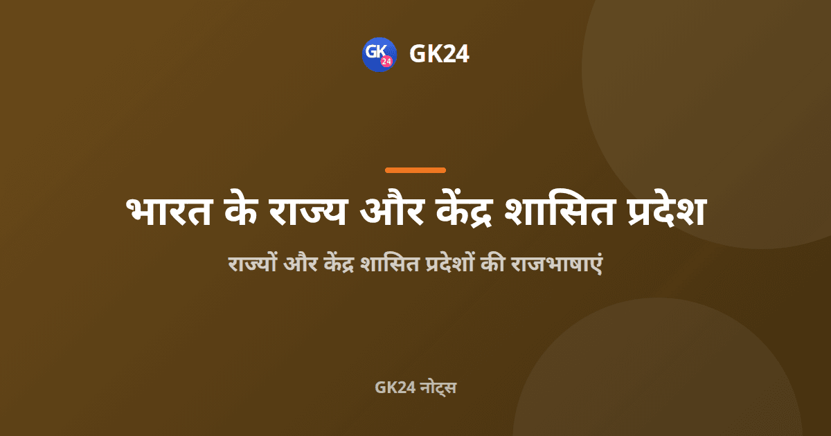 राज्यों और केंद्र शासित प्रदेशों की राजभाषाएं: अनुच्छेद और सूची — GK24 title card