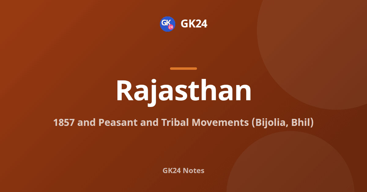 1857 and the Peasant and Tribal Movements of Rajasthan — GK24 title card