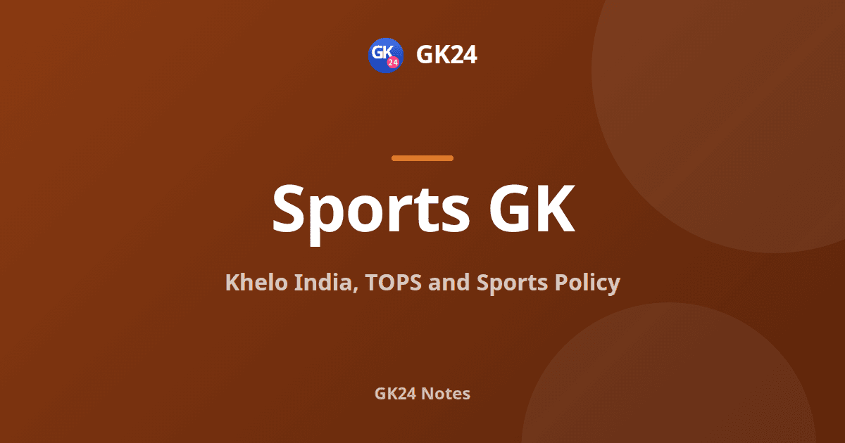 Khelo India, TOPS and Sports Policy: Exam Notes — GK24 title card