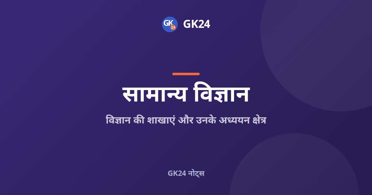 विज्ञान की शाखाएं और उनके अध्ययन क्षेत्र — GK24 title card