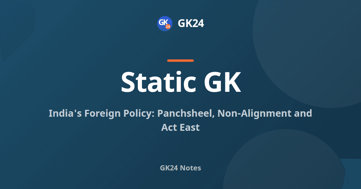 India's Foreign Policy: Panchsheel, NAM and Act East — GK24 title card