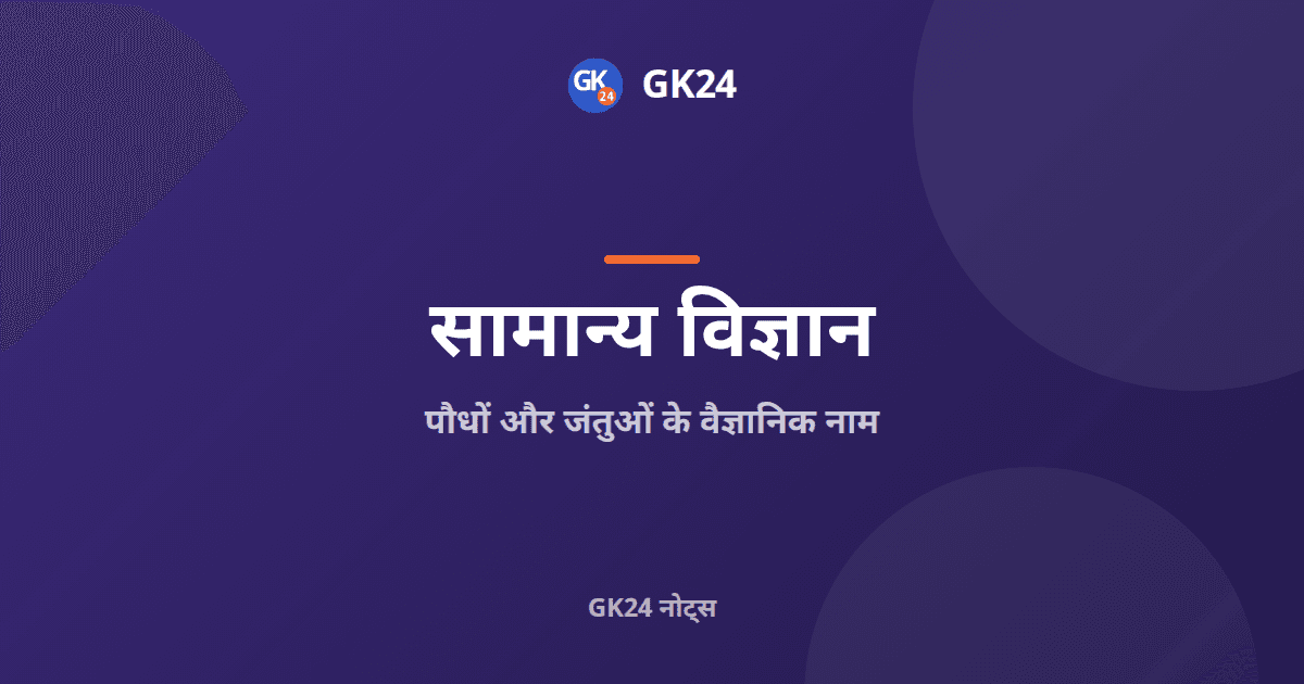 पौधों और जंतुओं के वैज्ञानिक नाम: जीके सूची — GK24 title card