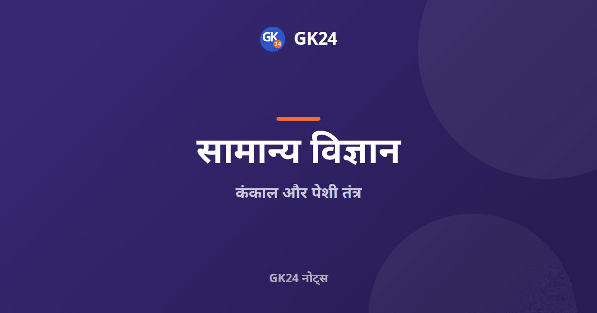 कंकाल और पेशी तंत्र: हड्डियाँ, संधियाँ, पेशियाँ — GK24 title card