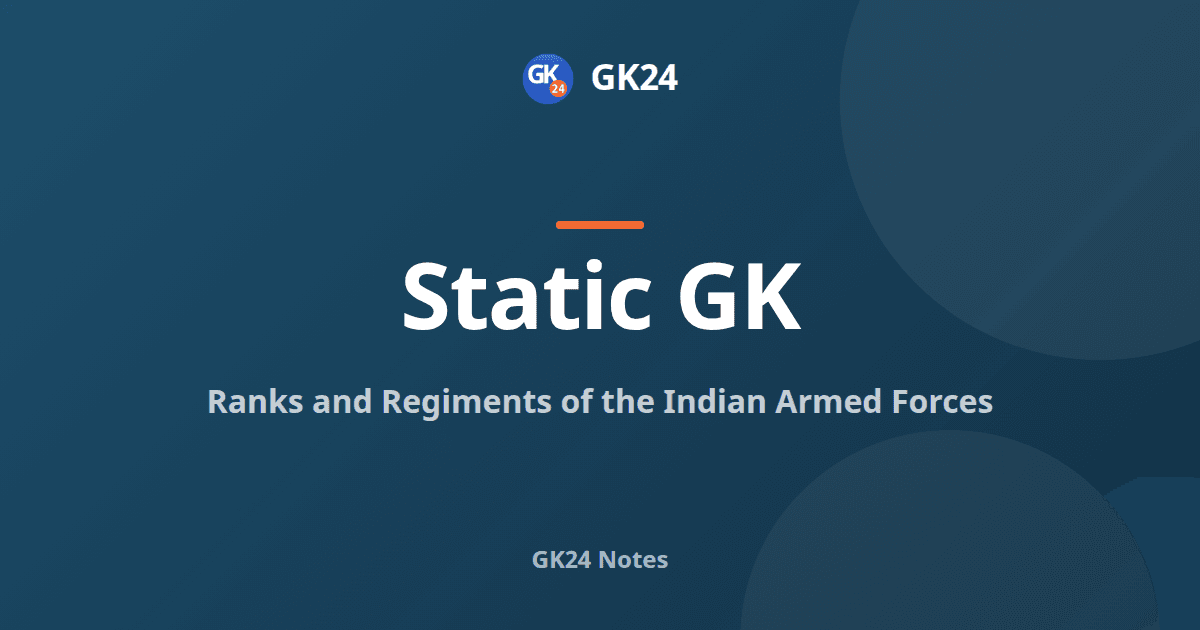 Ranks and Regiments of the Indian Armed Forces List — GK24 title card