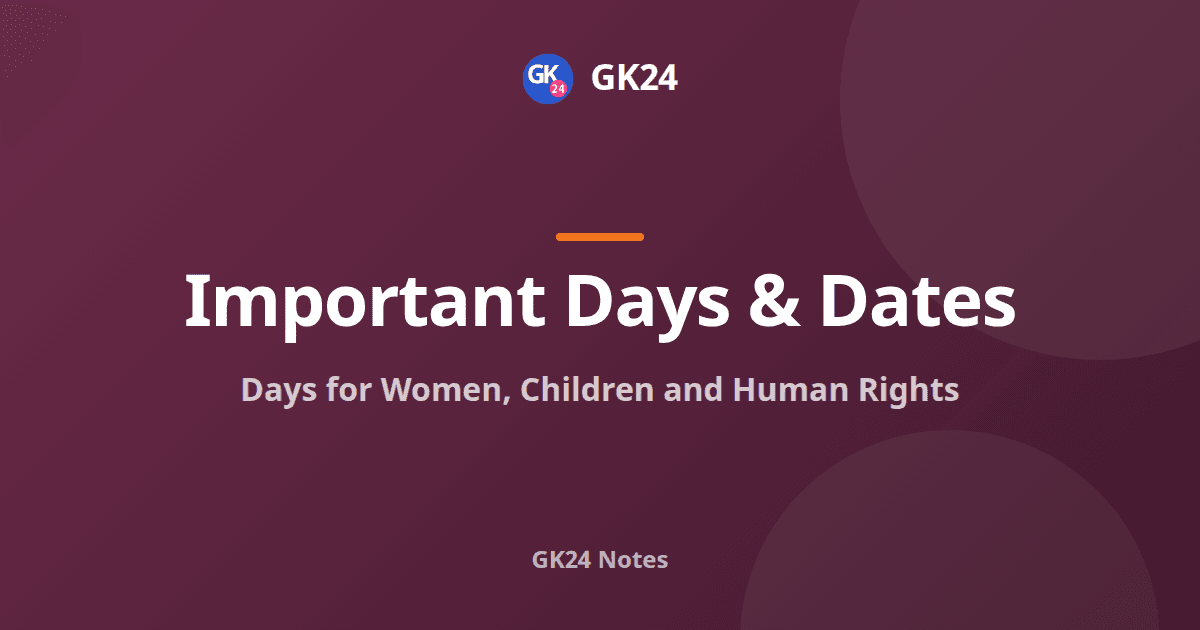 Days for Women, Children and Human Rights: GK Notes — GK24 title card