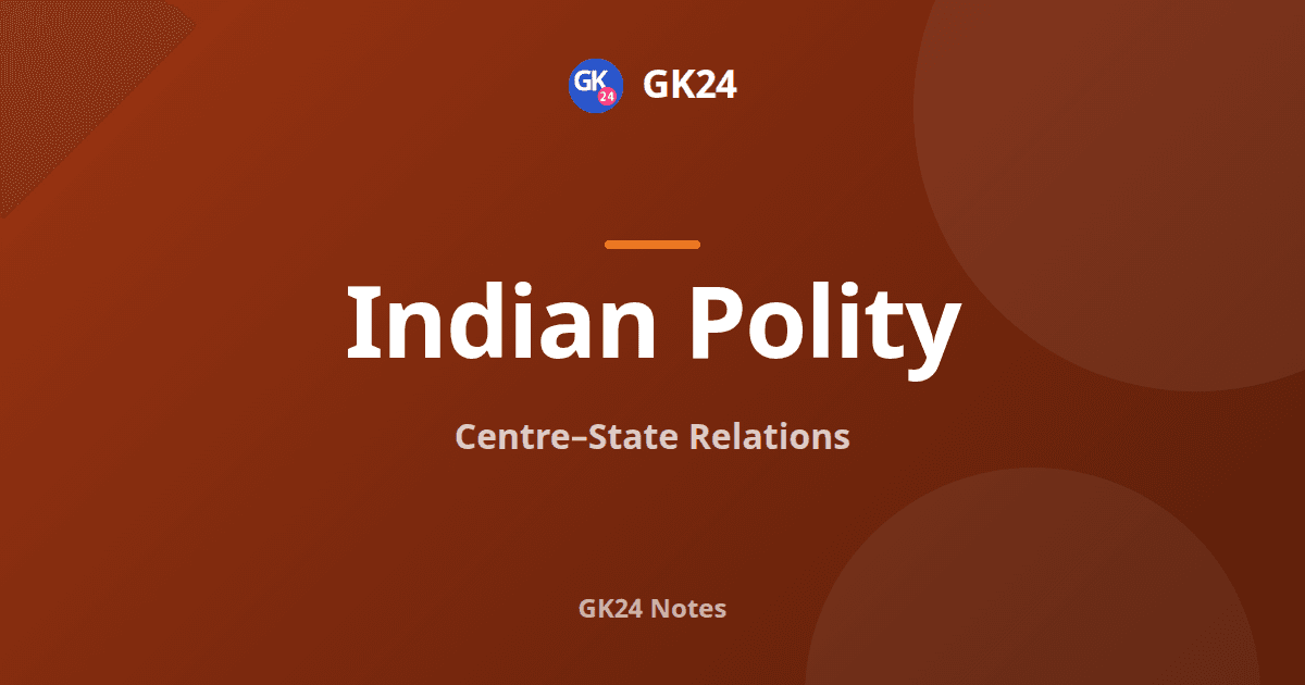 Centre–State Relations: Articles 245 to 293 and PYQs — GK24 title card