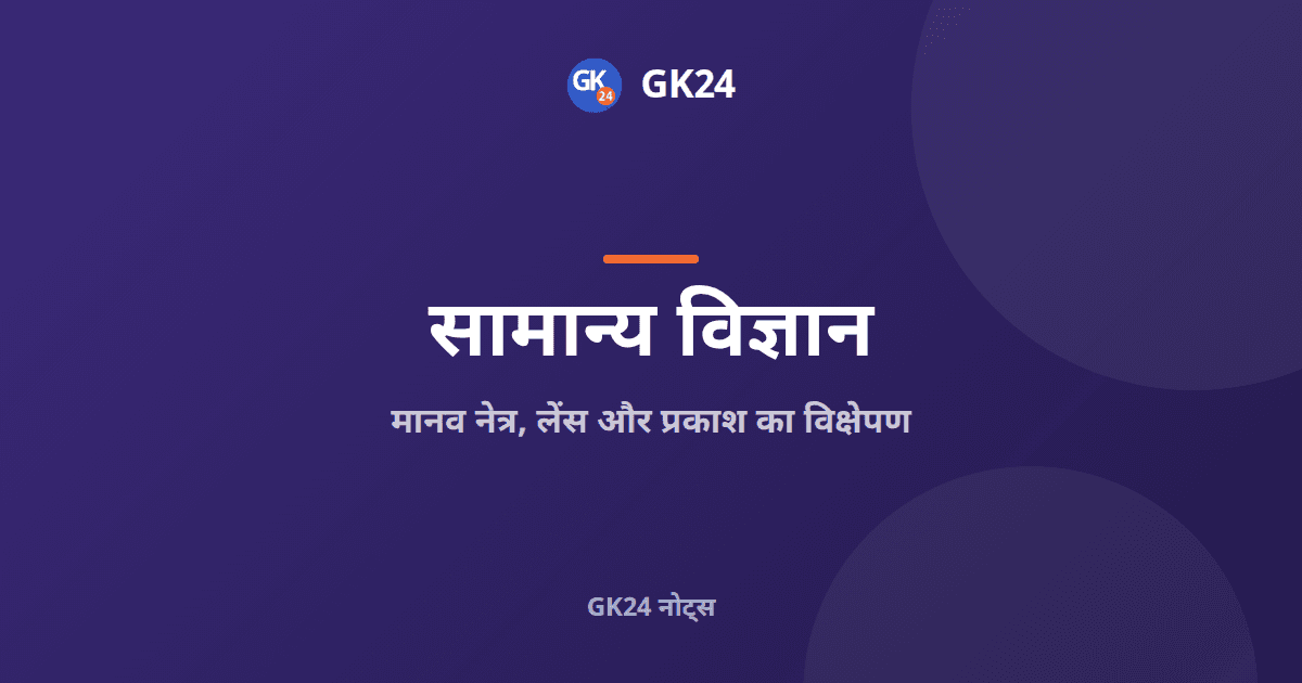 मानव नेत्र, लेंस और प्रकाश का विक्षेपण: नोट्स और प्रश्न — GK24 title card