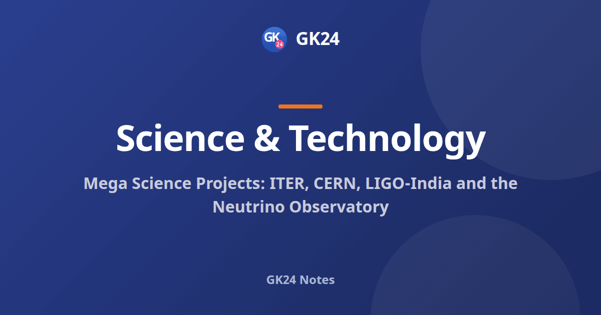 Mega Science Projects: ITER, CERN, LIGO and INO Notes — GK24 title card