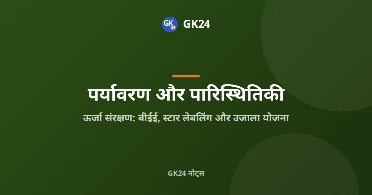 ऊर्जा संरक्षण: बीईई, स्टार लेबलिंग और उजाला — GK24 title card