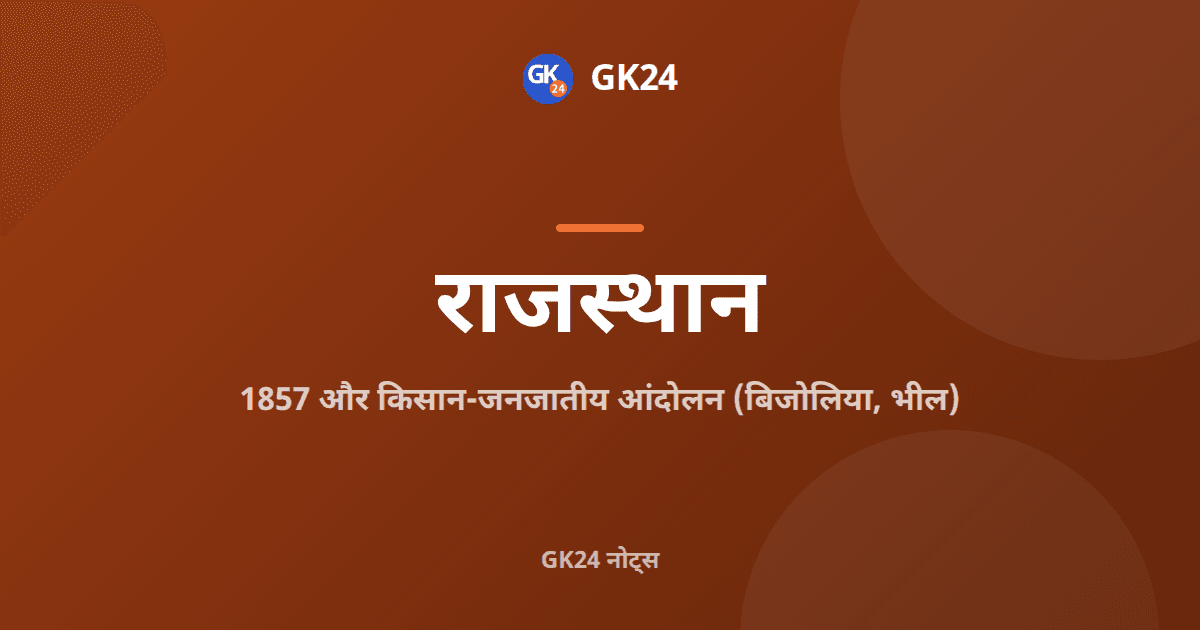 राजस्थान में 1857 और किसान-जनजातीय आंदोलन — GK24 title card