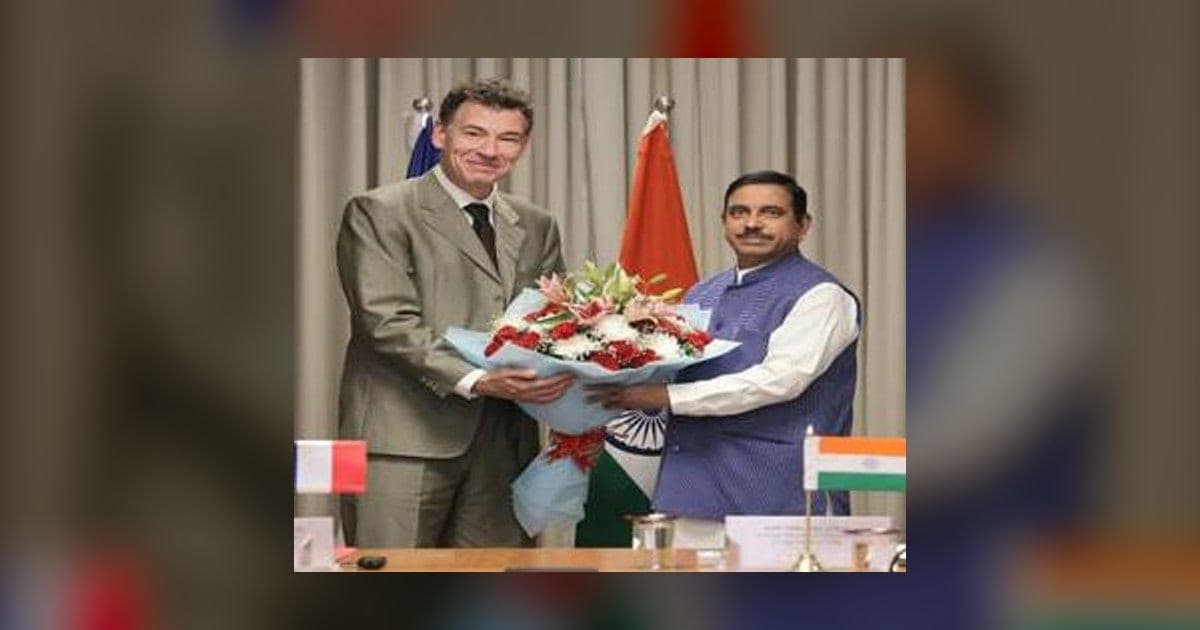 Pralhad Joshi Meets French Minister Philippe Baptiste in Delhi
