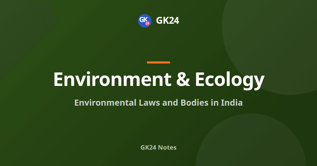 Environmental Laws and Bodies in India: Acts and PYQs — GK24 title card