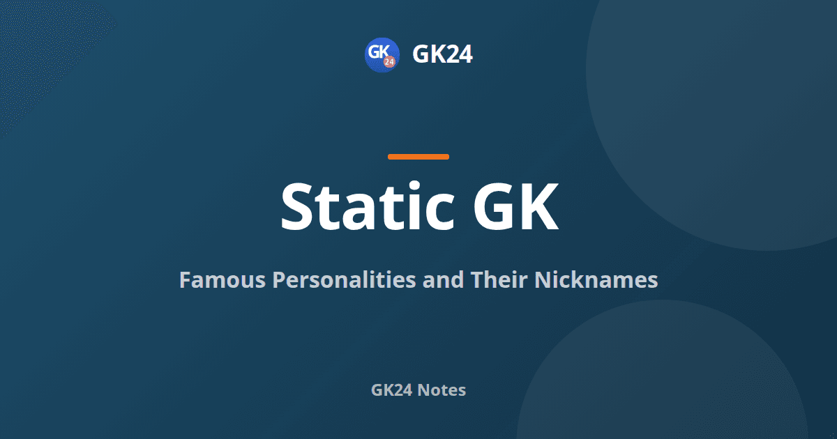 Famous Personalities and Their Nicknames: Exam List — GK24 title card
