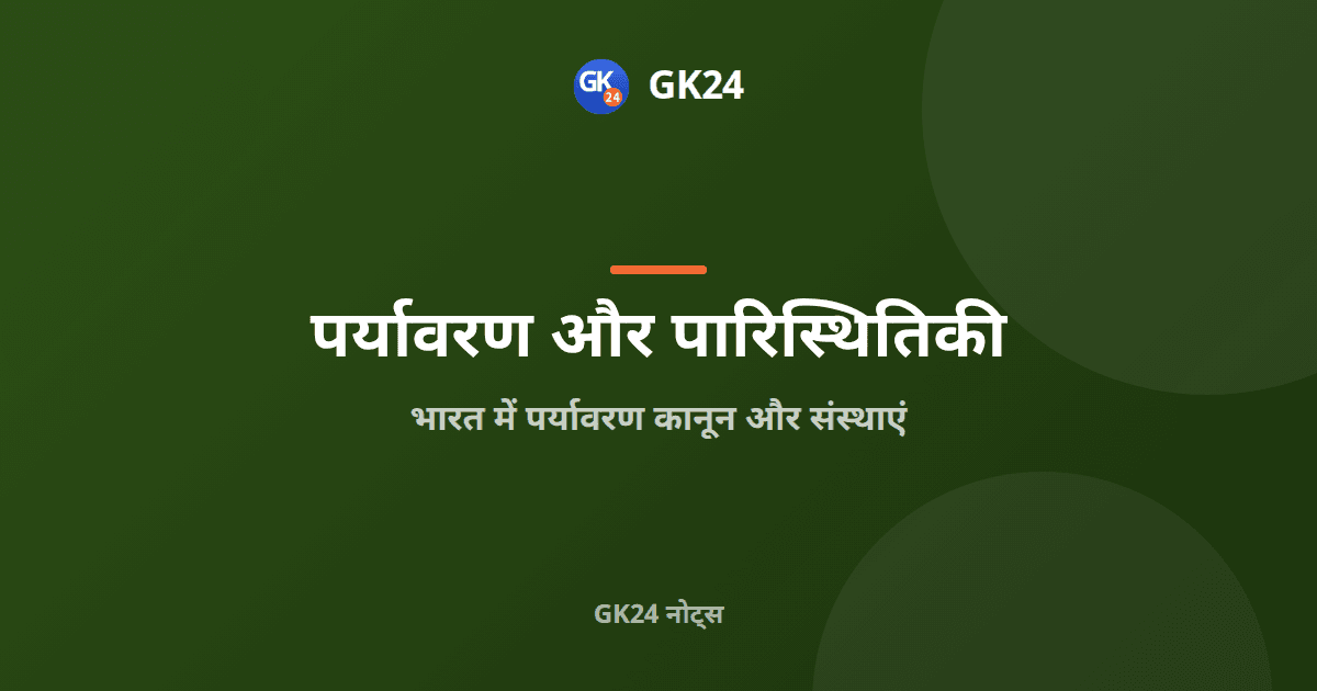 भारत में पर्यावरण कानून और संस्थाएं: अधिनियम और प्रश्न — GK24 title card