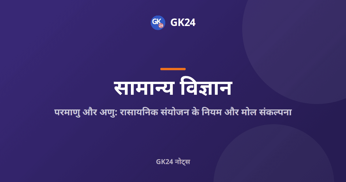 परमाणु, अणु और मोल संकल्पना: परीक्षा नोट्स — GK24 title card