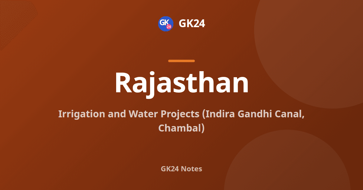 Rajasthan Irrigation and Water Projects: Canals and Dams — GK24 title card