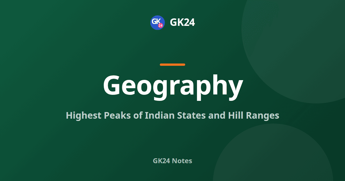 Highest Peaks of Indian States and Hill Ranges — GK24 title card