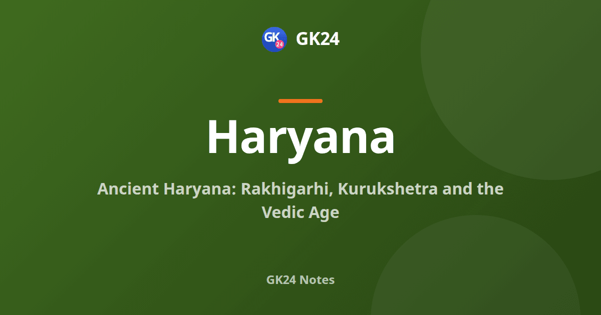Ancient Haryana: Rakhigarhi, Kurukshetra and Vedic Age — GK24 title card