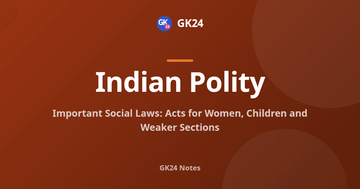 Important Social Laws of India: Acts, Articles and PYQs — GK24 title card