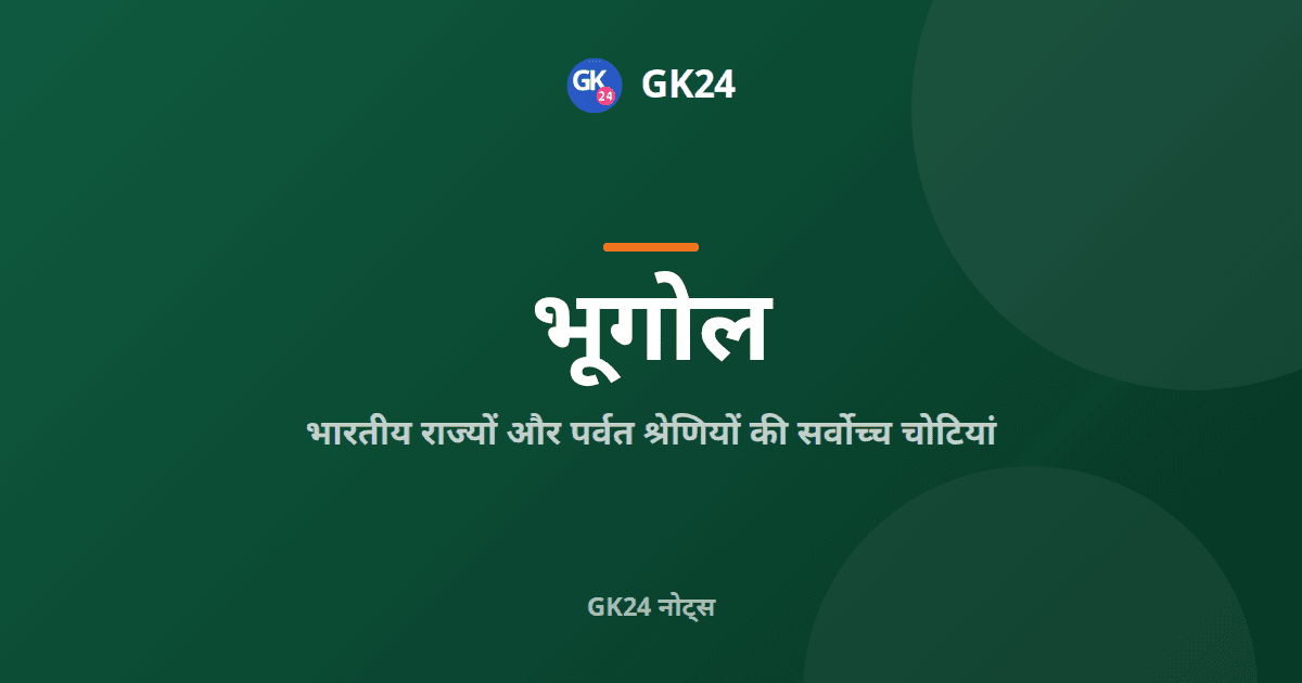 भारतीय राज्यों और श्रेणियों की सर्वोच्च चोटियां — GK24 title card